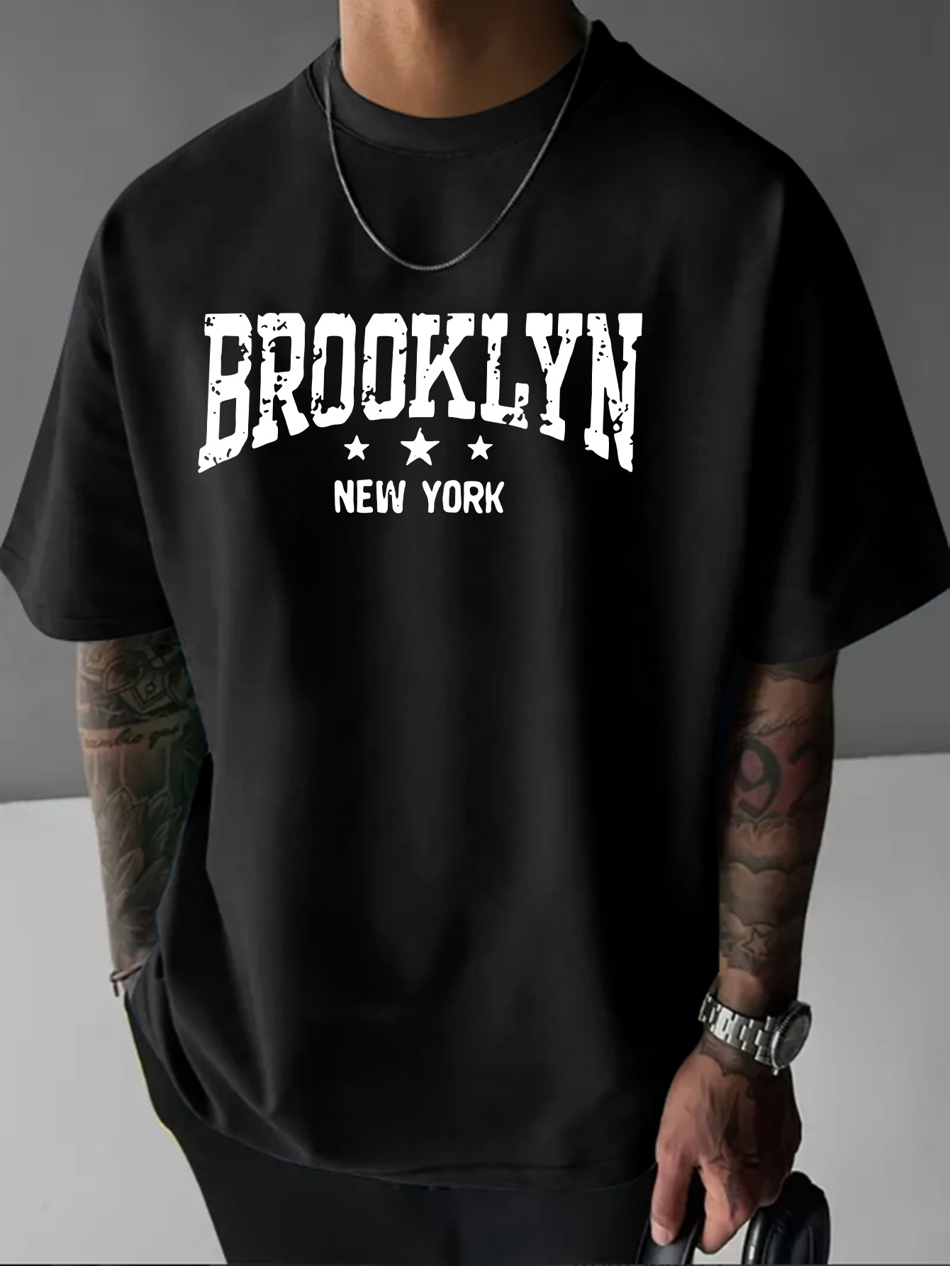 York Men'S Fashion - เสื้อยืดแขนสั้นคอกลมพิมพ์ลายบรูคลิน นิวยอร์ก ผ้าฝ้ายแท้ 100% สำหรับผู้ชาย
