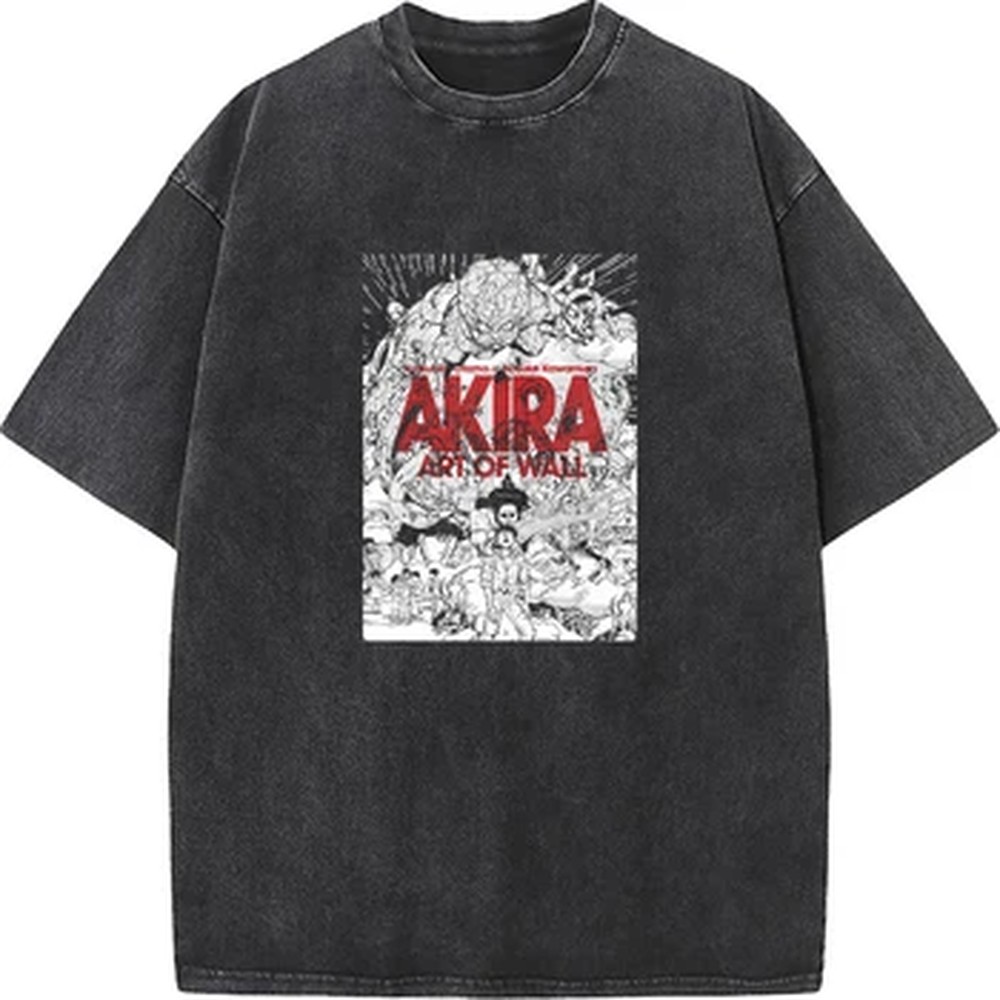 Graphic Tee Oversized - เสื้อยืดพิมพ์ลายการ์ตูนอะคิระ สไตล์วินเทจ ทรงโอเวอร์ไซส์ สำหรับผู้ชายและผู้หญิง เสื้อผ้าฤดูร้อน ผ้าฝ้าย