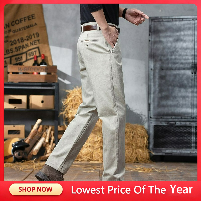 Formal Trouser Stretch - กางเกงขายาวผู้ชายทรงโอเวอร์ไซส์ สไตล์ลำลองสำหรับธุรกิจ ฤดูใบไม้ร่วงและฤดูหนาว กางเกงทำงานผู้ชาย สไตล์ลำลองและทางการ ผ้ายืดเนื้อนุ่ม