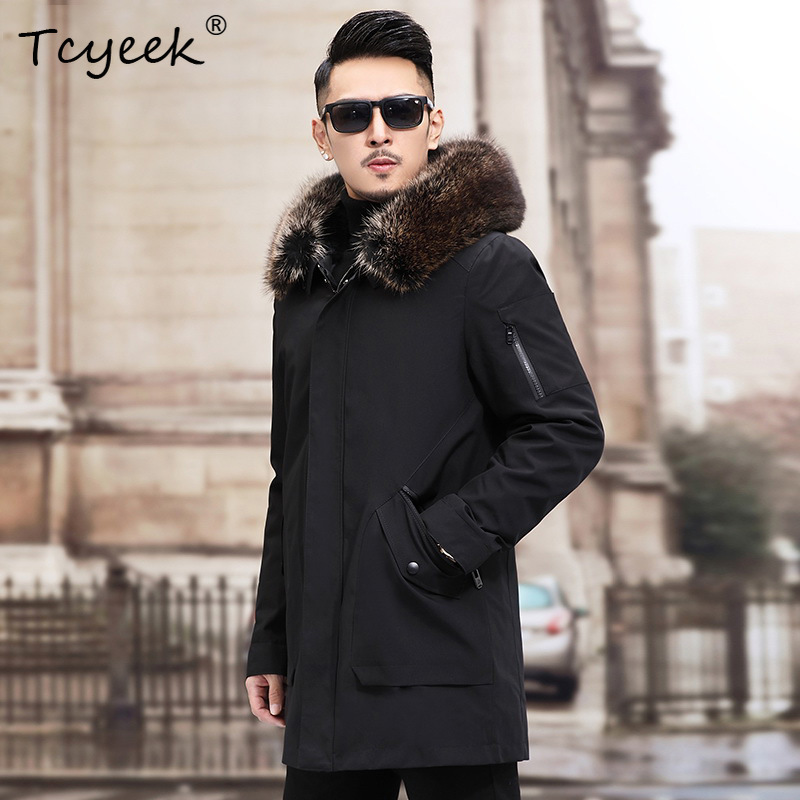 Men'S Fashion Zipper Jacket - เสื้อแจ็คเก็ตขนสัตว์สีเงินสำหรับผู้ชาย แบรนด์ Tcyeek บุขนกระต่าย ถอดออกได้ เสื้อโค้ทแฟชั่น