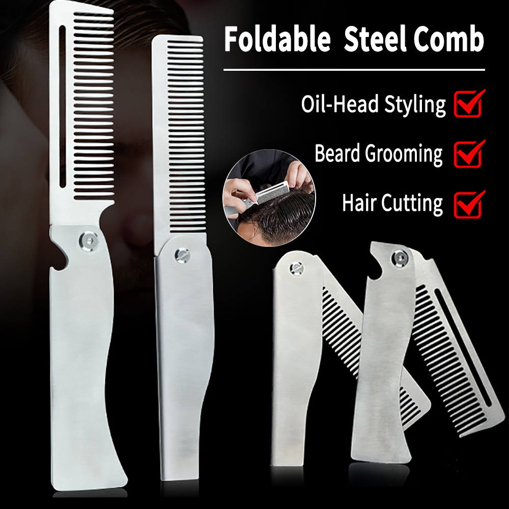 Men'S Fashion Haircuts - ใหม่ประเภท 1/2PCS แบบพกพาหวีเหล็กพับหวีเคราสําหรับชายน้ํามันหัวผมจัดแต่งทรงผมหวี Salon ตัดผมเครื่องมือสําหรับตัดผม