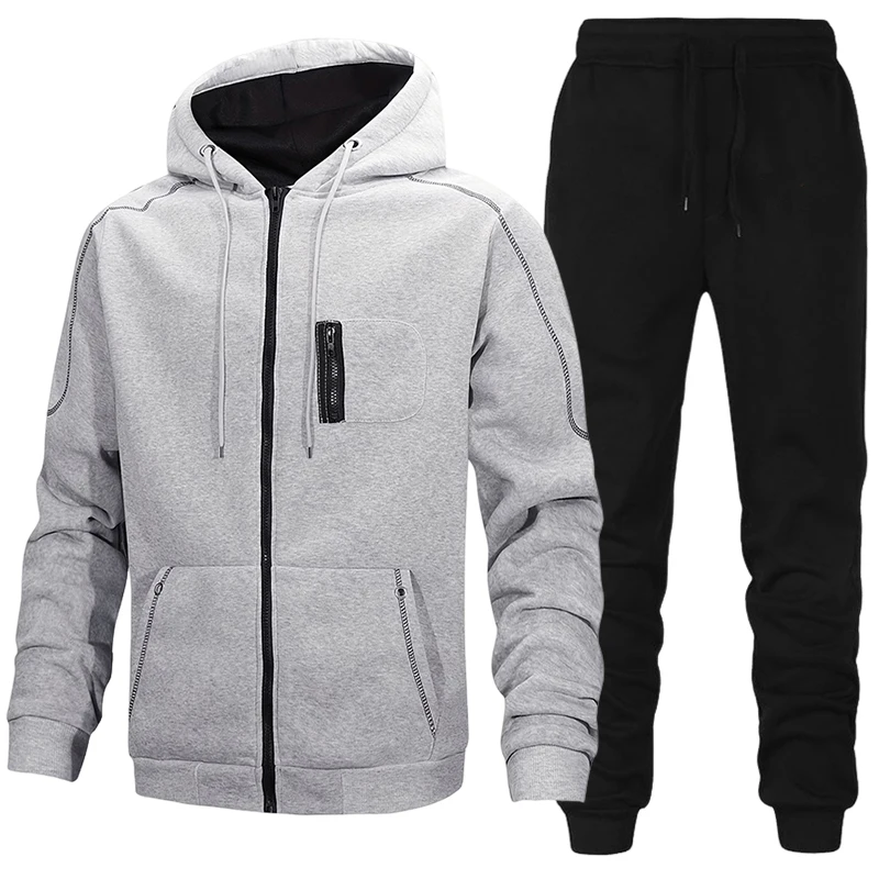 Men'S Fashion Zipper Jacket - ชุดวอร์มแฟชั่นผู้ชาย เสื้อฮู้ดลำลอง เสื้อโค้ทสำหรับกิจกรรมกลางแจ้ง เสื้อผ้ากีฬา วิ่งจ๊อกกิ้ง ฤดูใบไม้ร่วง