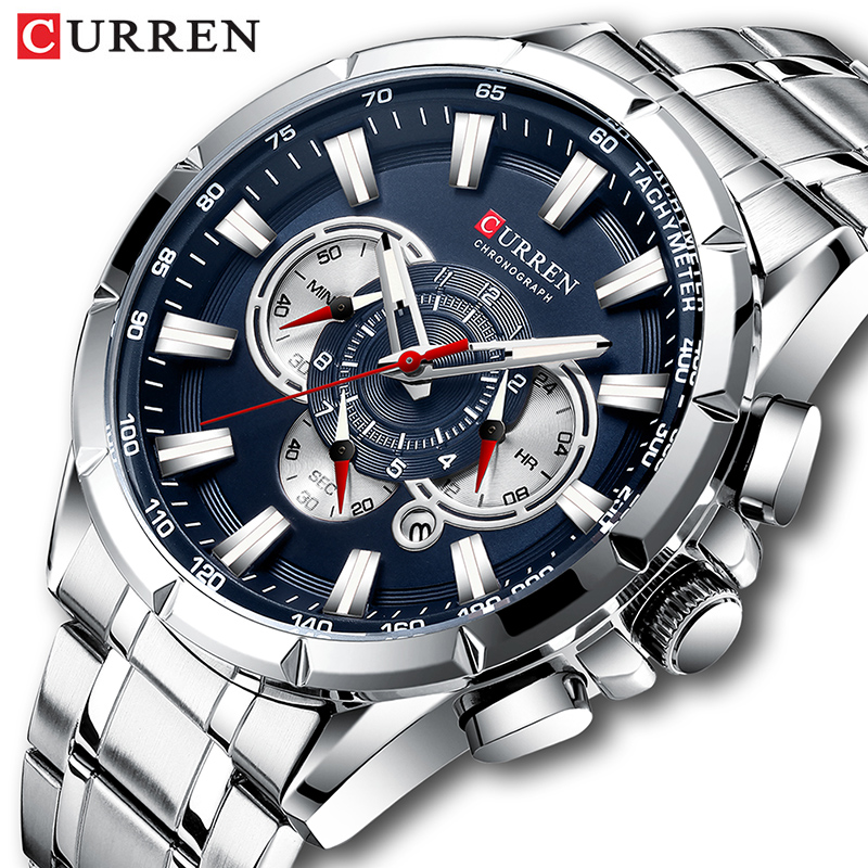Men'S Fashion Magazine - CURREN นาฬิกาข้อมือผู้ชายกันน้ำ Chronograph กองทัพทหารสแตนเลสชายนาฬิกาแบรนด์หรูผู้ชายกีฬานาฬิกา8363