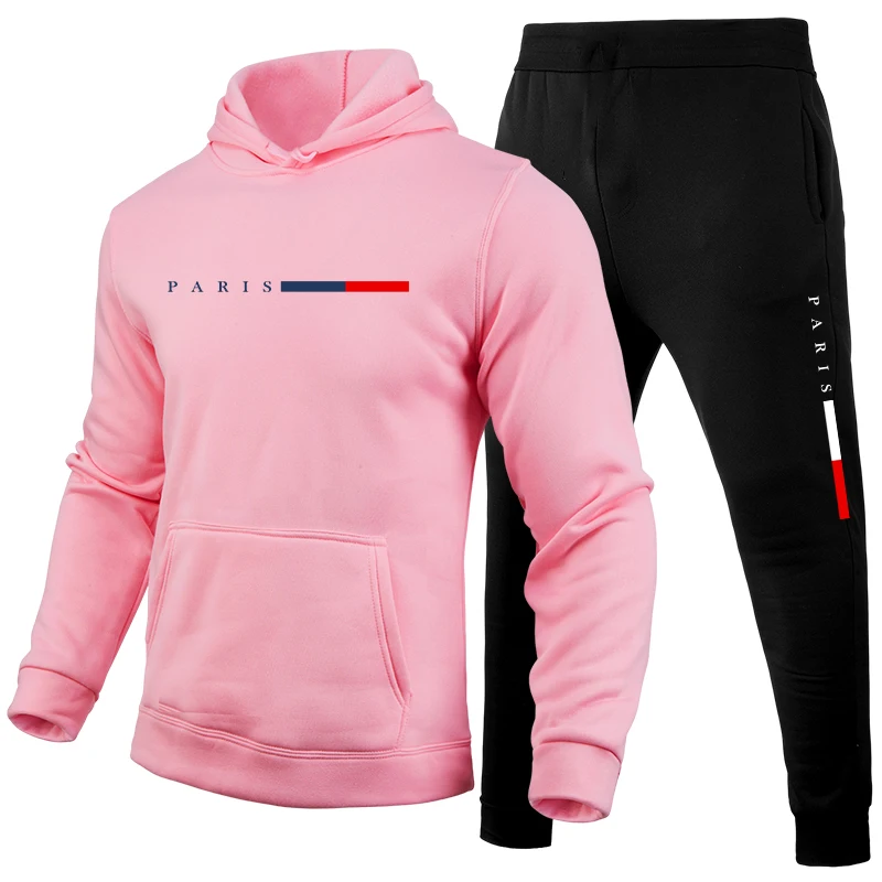 Paris Fashion Men - ชุดแฟชั่นผู้ชายปารีส 2026 เสื้อฮู้ดและกางเกงวอร์ม ชุดลำลองสำหรับฤดูใบไม้ร่วงและฤดูหนาว เหมาะสำหรับใส่เล่นกีฬาหรือวิ่งจ๊อกกิ้งกลางแจ้ง