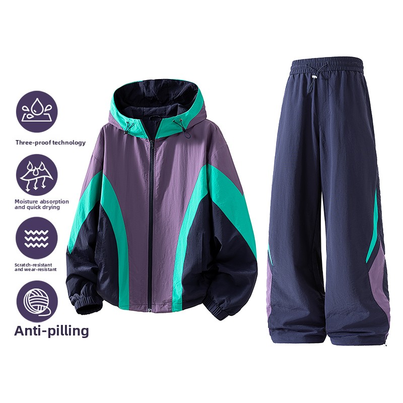Men'S Fashion Zipper Jacket - ชุดแจ็คเก็ตผู้ชายแบบสองชิ้นสำหรับฤดูใบไม้ผลิและฤดูใบไม้ร่วงรุ่นใหม่ ชุดกีฬากันน้ำแห้งเร็วทรงหลวมสำหรับผู้ชายและผู้หญิงจากแบรนด์ทันสมัย