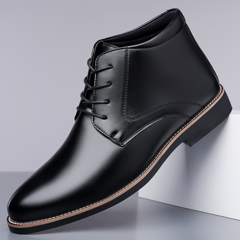 Mens Fashion Dress Shoes - รองเท้าบูทหนังหุ้มข้อสำหรับผู้ชาย, รองเท้าหนังสำหรับธุรกิจไซส์ใหญ่, รองเท้าหนังแบบผูกเชือกสำหรับใส่ทำงานที่ดูสบายและทันสมัย