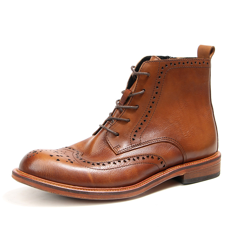 Mens Fashion Vintage - Vintage Mensข้อเท้ารองเท้าเชลซีหรูหราของแท้หนัง 2025 ฤดูใบไม้ผลิกลางแจ้งสไตล์อังกฤษแฟชั่นBroguesธุรกิจรองเท้าชาย
