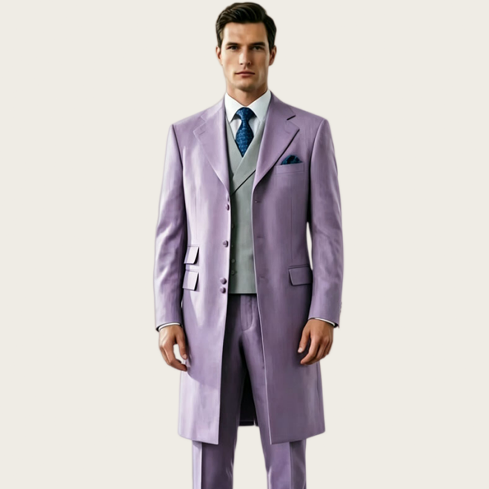 Formal Waistcoat Vest - ชุดสูทผู้ชายคุณภาพสูงทรงยาว แบบกระดุมแถวเดียว สำหรับงานพิธีการ งานพรอม ทรงเข้ารูป สไตล์ธุรกิจ