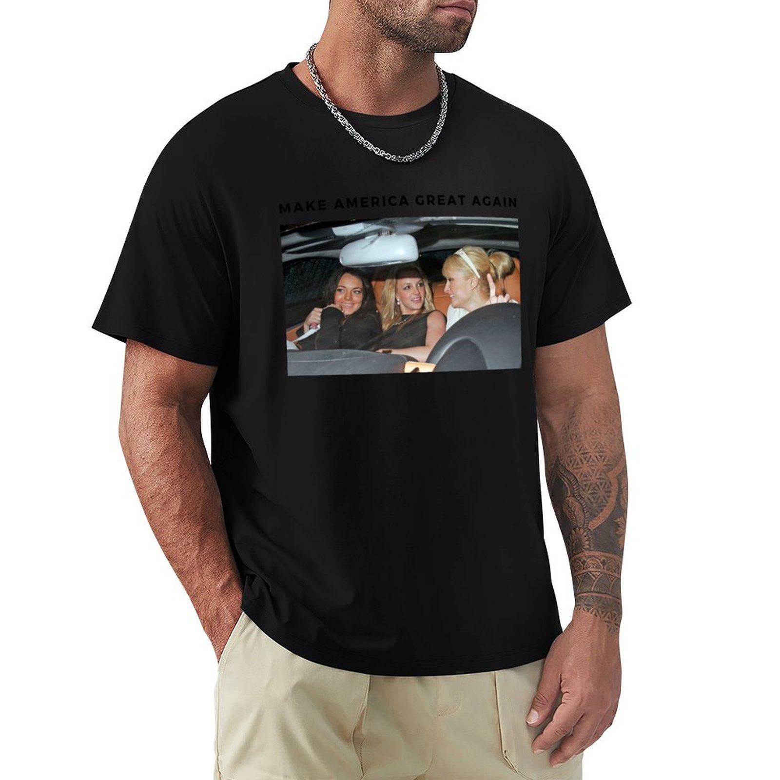 Paris Fashion Men - เสื้อยืด Britney Paris Lindsay แฟชั่นลำลอง แขนสั้น