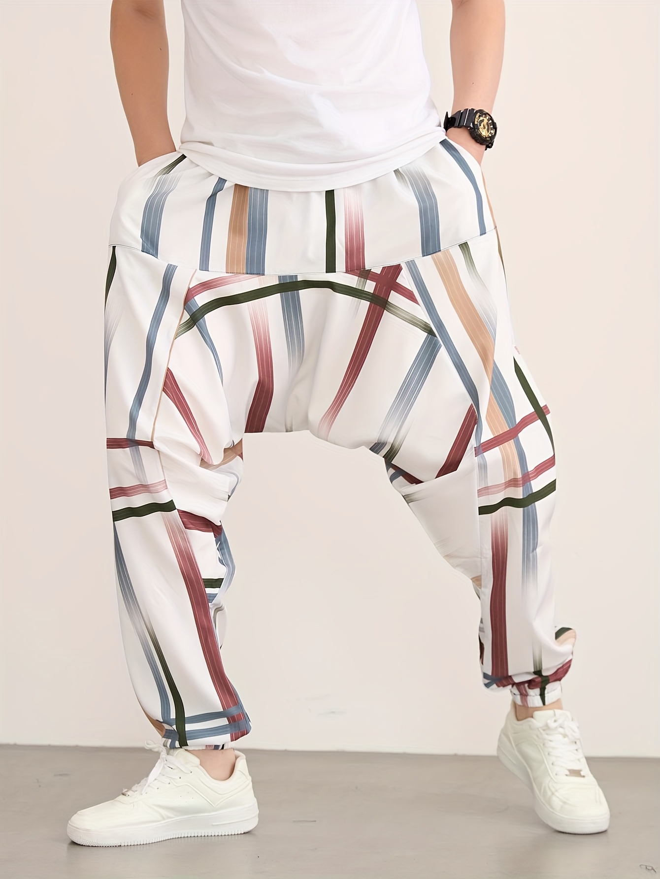 Formal Trouser Stretch - กางเกงไม่ยืดสําหรับผู้ชายทุกฤดูกาล - กางเกงทรงหลวมพร้อมเชือกผูกเอว กางเกงลําลองสําหรับทุกวันในสี Neutral (B