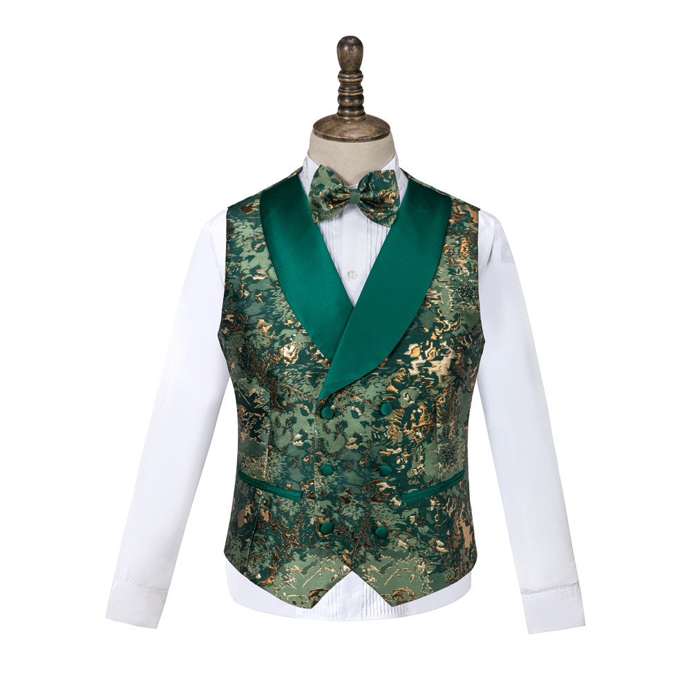 Formal Waistcoat Vest - เสื้อกั๊กผู้ชายลายพรางดีไซน์ใหม่ปี 2026 ยี่ห้อ Gwenhwyfar คุณภาพสูง สีเขียวเข้ม