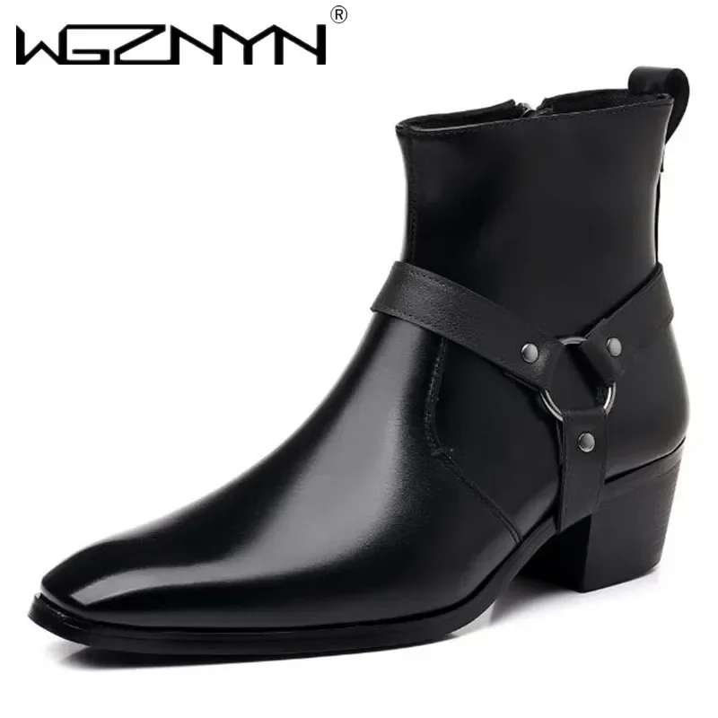 Mens Fashion Dress Shoes - รองเท้าบูทเชลซีผู้ชายแฟชั่นดีไซเนอร์ปี 2026 รองเท้าบูทคาวบอยผู้ชายคุณภาพสูงสุดหรูหรา สีดำ สีน้ำตาล แบบมีซิป