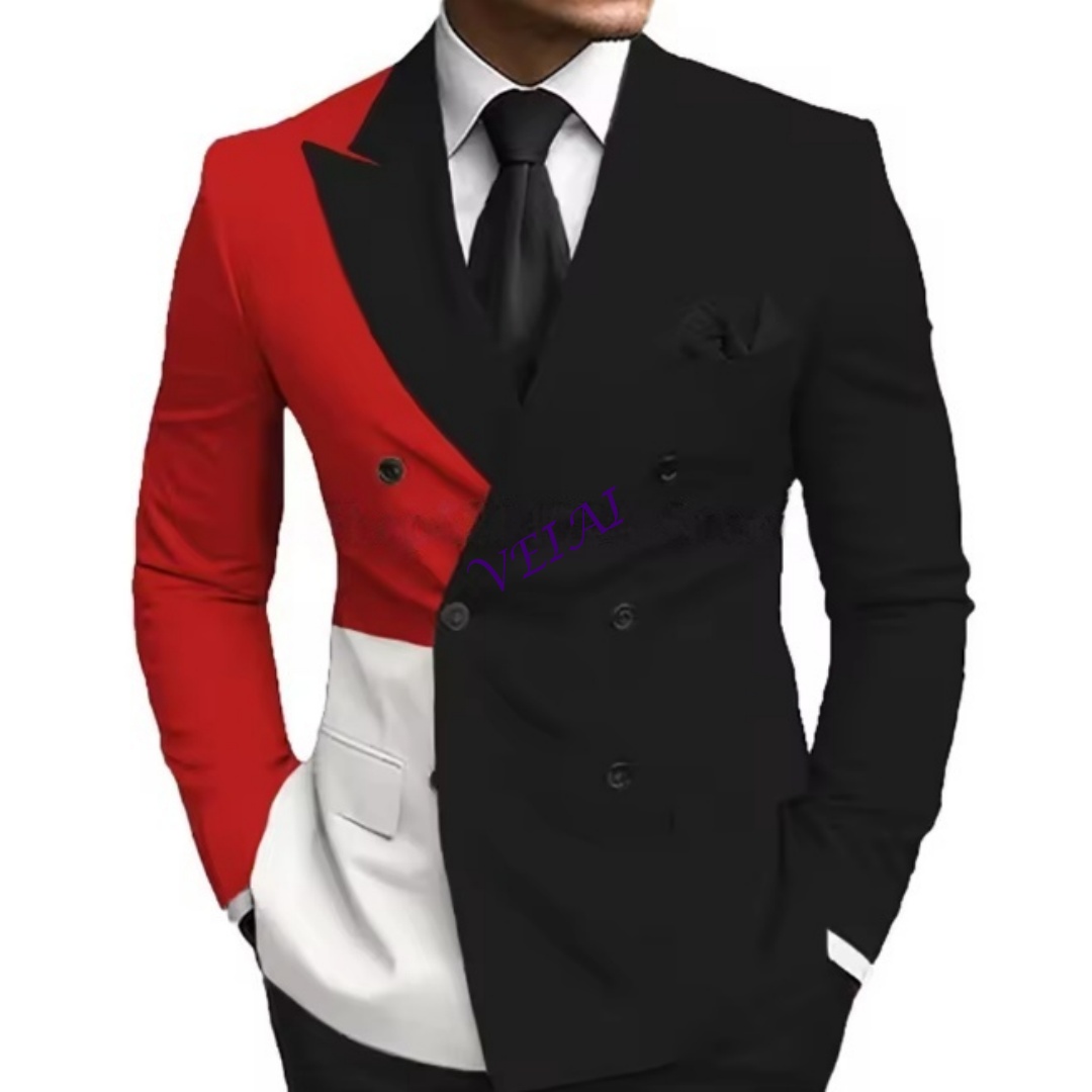 Slim Fit Blazer Men - ชุดสูทผู้ชายทรงสลิมฟิตแบบสั่งตัด 2 ชิ้น พร้อมเสื้อเบลเซอร์กระดุมสองเม็ดสำหรับงานแต่งงาน งานพรอม และงานเลี้ยงอาหารค่ำ