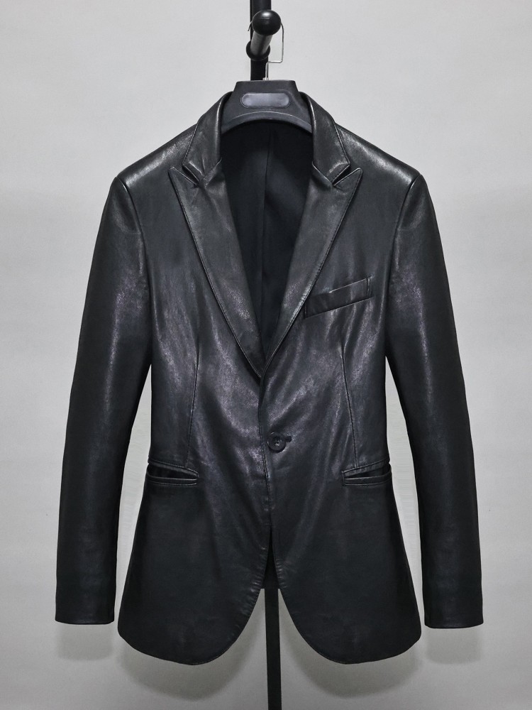 เสื้อเบลเซอร์หนังแท้ทรงเข้ารูป - Slim Fit Blazer Men บทวิจารณ์และราคา