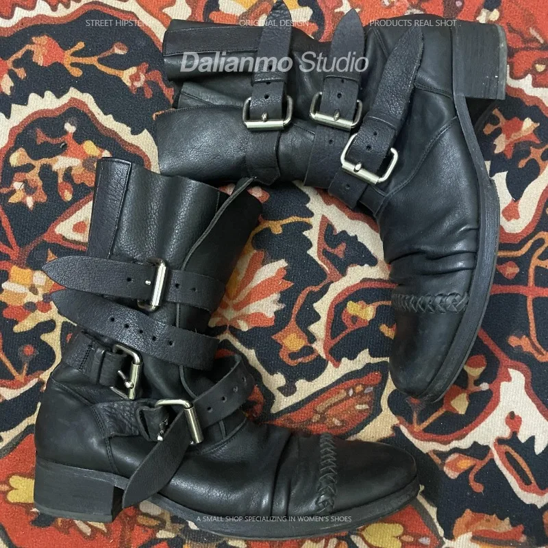 รองเท้าบูทหนังแท้สไตล์วินเทจสำ - Mens Fashion Vintage บทวิจารณ์และราคา