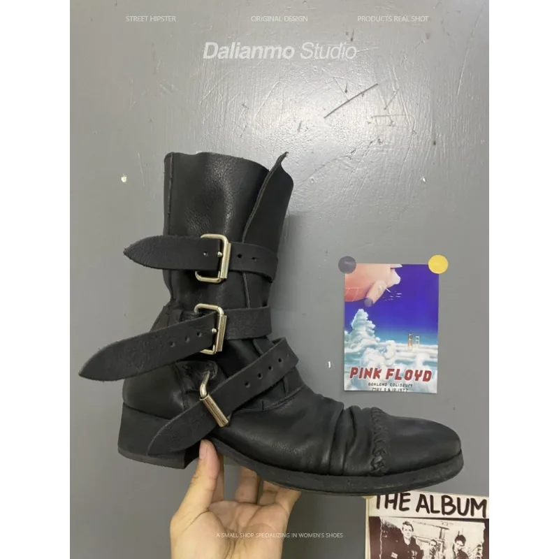 รองเท้าบูทหนังแท้สไตล์วินเทจสำ - Mens Fashion Vintage บทวิจารณ์และราคา