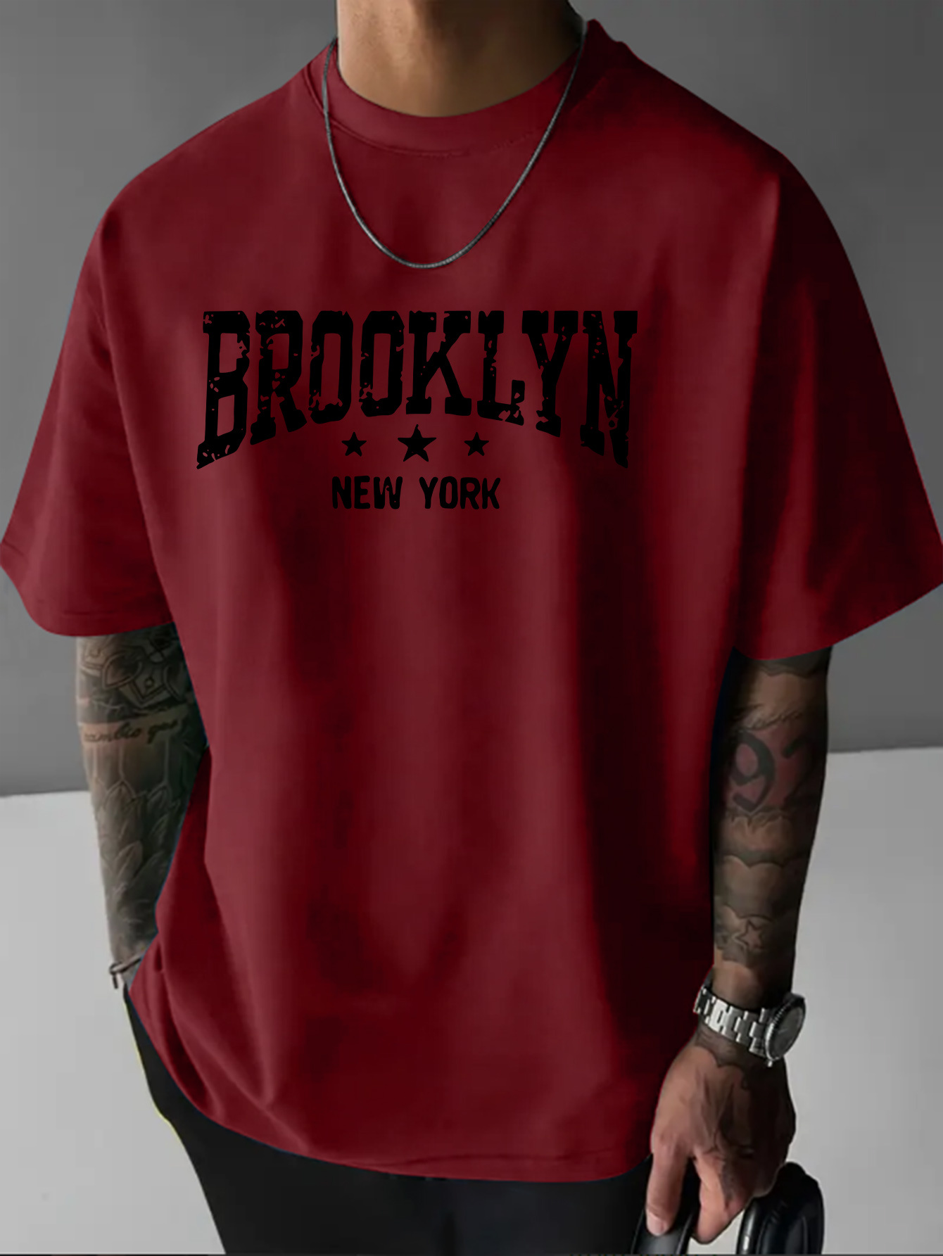 เสื้อยืดแขนสั้นคอกลมพิมพ์ลายบร - York Men'S Fashion บทวิจารณ์และราคา