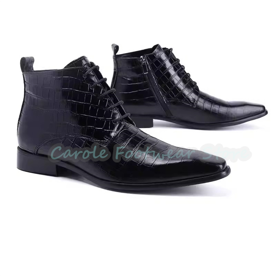 รองเท้าบูทข้อเท้าหนังแท้แฟชั่น - Mens Fashion Dress Shoes บทวิจารณ์และราคา