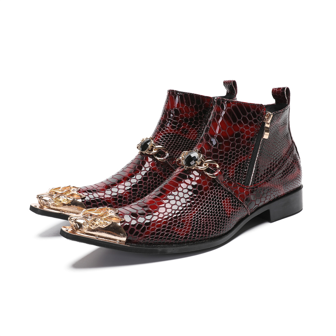 รองเท้าบูทข้อสั้นหนังแท้หัวแหล - Mens Fashion Dress Shoes บทวิจารณ์และราคา