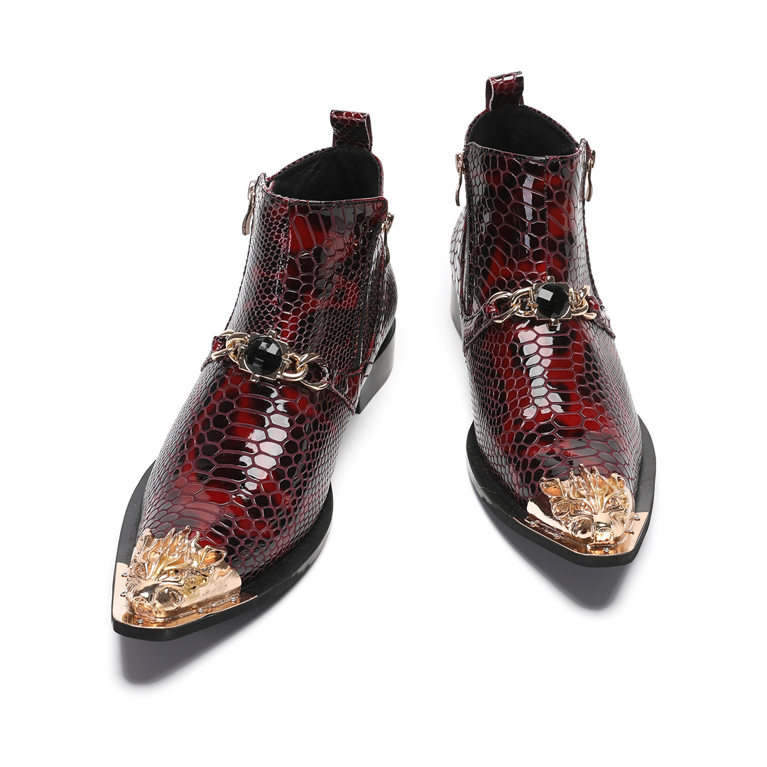 รองเท้าบูทข้อสั้นหนังแท้หัวแหล - Mens Fashion Dress Shoes บทวิจารณ์และราคา