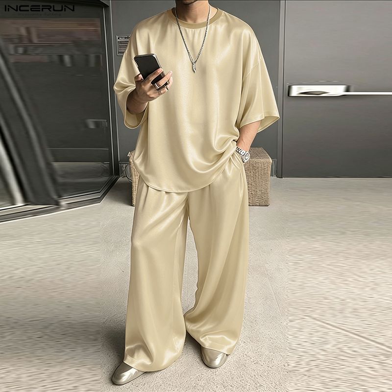 ชุดเซ็ตผู้ชาย INCERUN เสื้อยืด - Men'S Fashion Loose Pants บทวิจารณ์และราคา