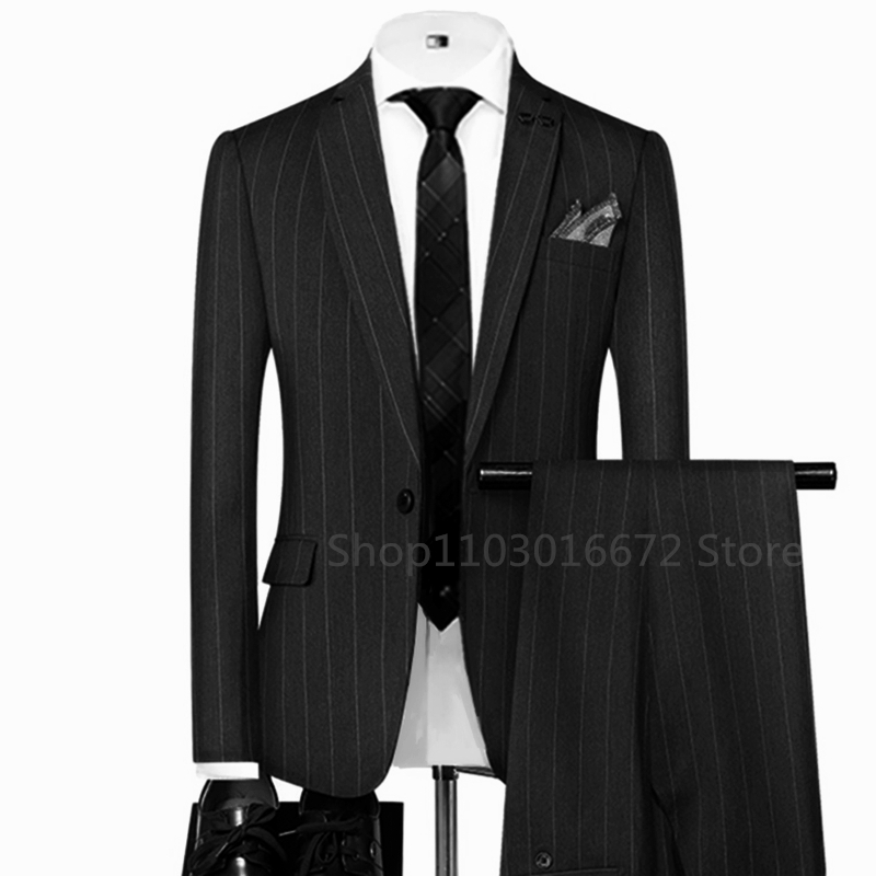 ชุดสูทผู้ชายลายทางสีเทา/ดำ กระ - Slim Fit Blazer Men บทวิจารณ์และราคา