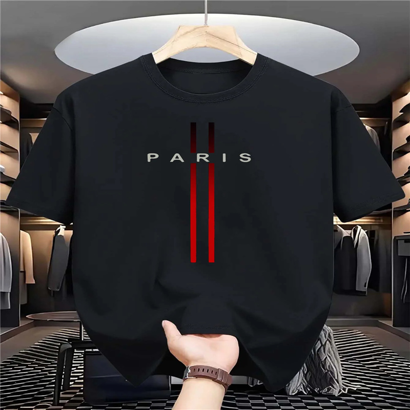 เสื้อยืดแขนสั้นคอกลมผ้าฝ้ายแท้ - Paris Fashion Men บทวิจารณ์และราคา