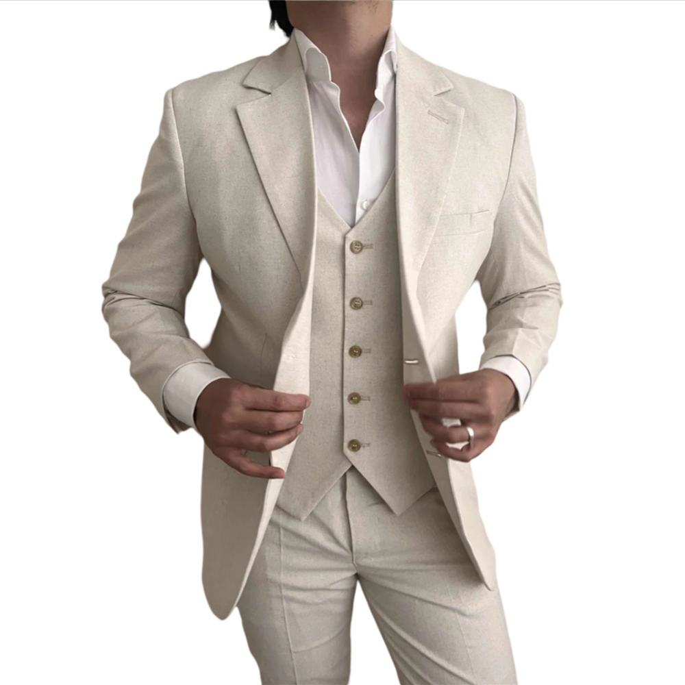 3 ชิ้นผ้าลินินผู้ชายชุดสําหรับ - Slim Fit Blazer Men บทวิจารณ์และราคา