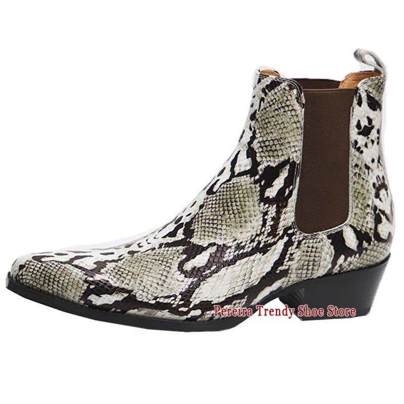 รองเท้าบูทเชลซีหนังลายงูสุดทัน - Mens Fashion Dress Shoes บทวิจารณ์และราคา