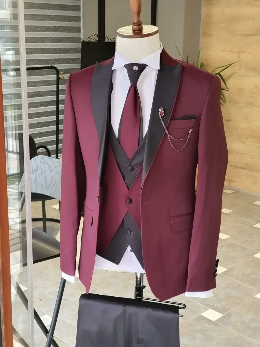 ชุดสูทผู้ชายสีดำสไตล์อังกฤษสำห - Slim Fit Blazer Men บทวิจารณ์และราคา