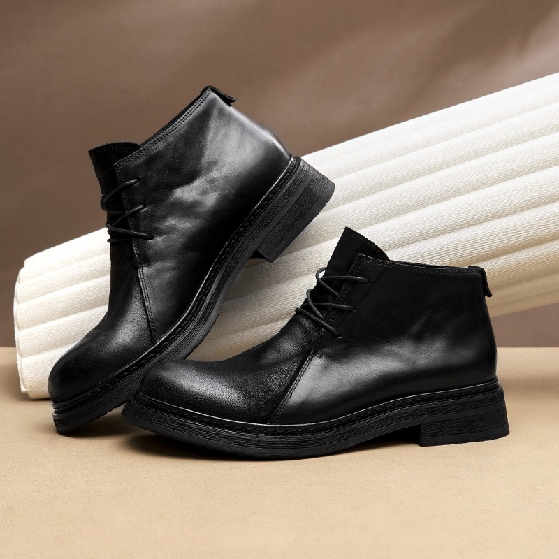 รองเท้าบูทหนังแท้สไตล์วินเทจสำ - Mens Fashion Vintage บทวิจารณ์และราคา