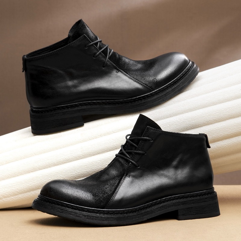 รองเท้าบูทหนังแท้สไตล์วินเทจสำ - Mens Fashion Vintage บทวิจารณ์และราคา