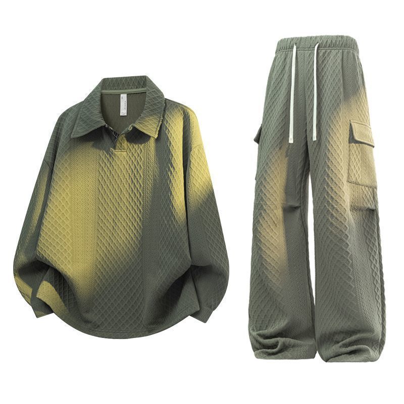 ชุดเสื้อโปโลลายตารางแจ็คการ์ดแ - Men'S Fashion Loose Pants บทวิจารณ์และราคา