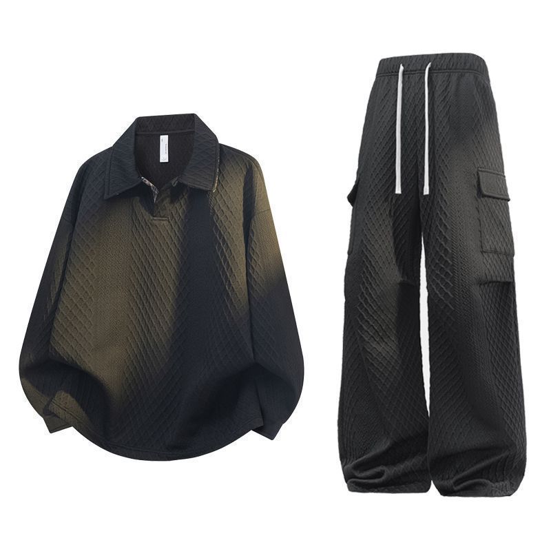 ชุดเสื้อโปโลลายตารางแจ็คการ์ดแ - Men'S Fashion Loose Pants บทวิจารณ์และราคา