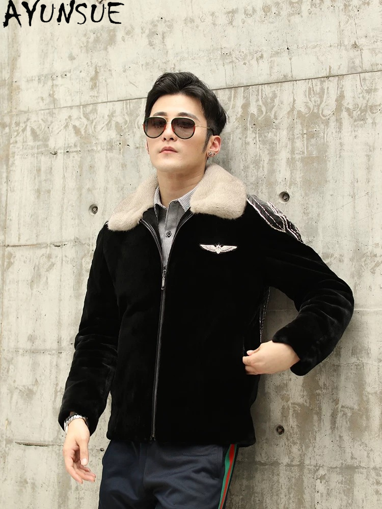 AYUSNUE เสื้อโค้ทขนมิงค์แท้สำห - Men'S Fashion Zipper Jacket บทวิจารณ์และราคา
