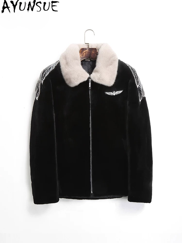 AYUSNUE เสื้อโค้ทขนมิงค์แท้สำห - Men'S Fashion Zipper Jacket บทวิจารณ์และราคา