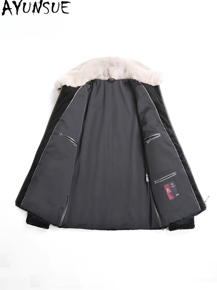 AYUSNUE เสื้อโค้ทขนมิงค์แท้สำห - Men'S Fashion Zipper Jacket บทวิจารณ์และราคา