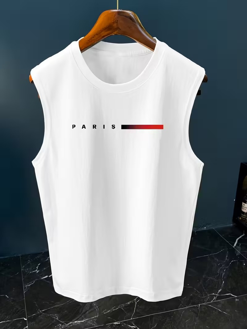 เสื้อกล้ามพิมพ์ลายตัวอักษร Par - Paris Fashion Men บทวิจารณ์และราคา