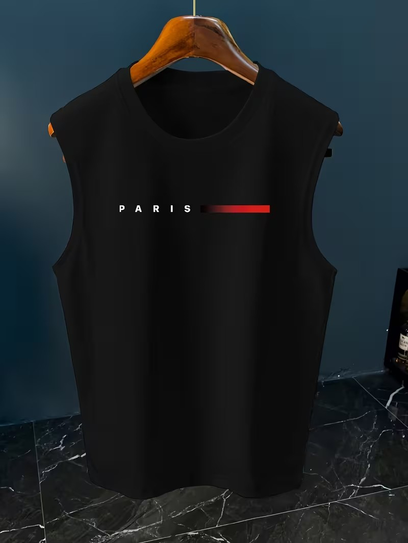 เสื้อกล้ามพิมพ์ลายตัวอักษร Par - Paris Fashion Men บทวิจารณ์และราคา