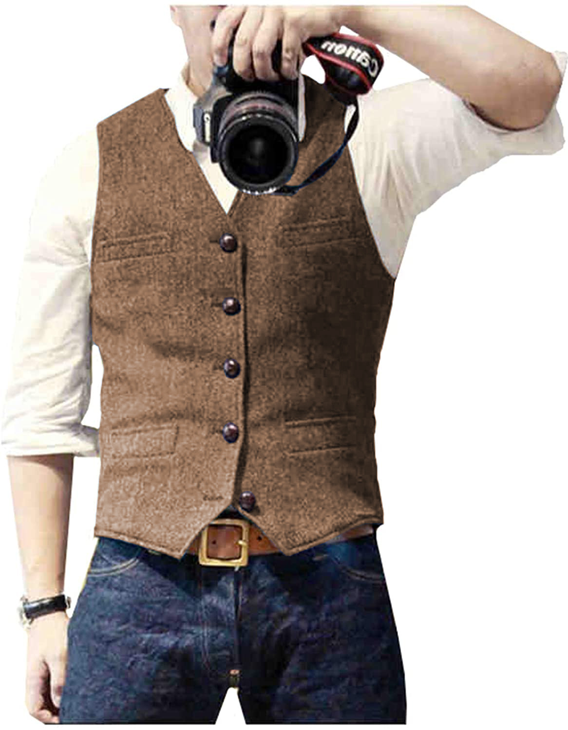 เสื้อกั๊กสูทผู้ชาย คอวี ผ้าขนส - Formal Waistcoat Vest บทวิจารณ์และราคา