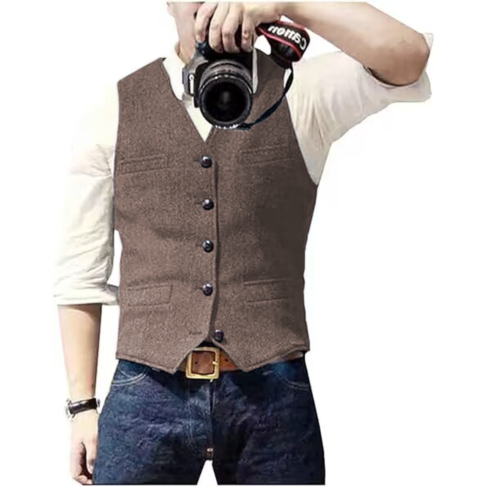 เสื้อกั๊กสูทผู้ชาย คอวี ผ้าขนส - Formal Waistcoat Vest บทวิจารณ์และราคา