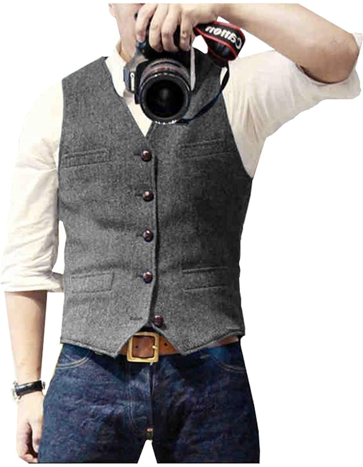 เสื้อกั๊กสูทผู้ชาย คอวี ผ้าขนส - Formal Waistcoat Vest บทวิจารณ์และราคา