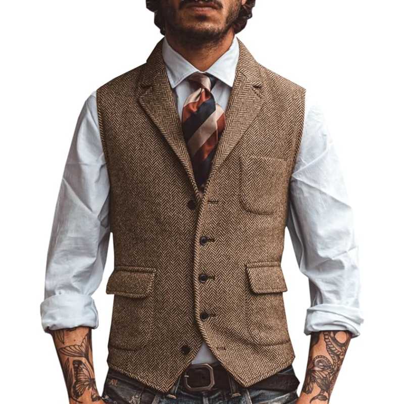 เสื้อกั๊กสูทผู้ชายคอวีแบบใหม่  - Formal Waistcoat Vest บทวิจารณ์และราคา