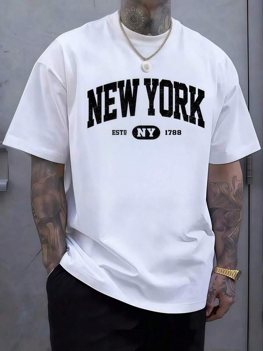 เสื้อยืดผู้ชายพิมพ์ลายตัวอักษร - York Men'S Fashion บทวิจารณ์และราคา