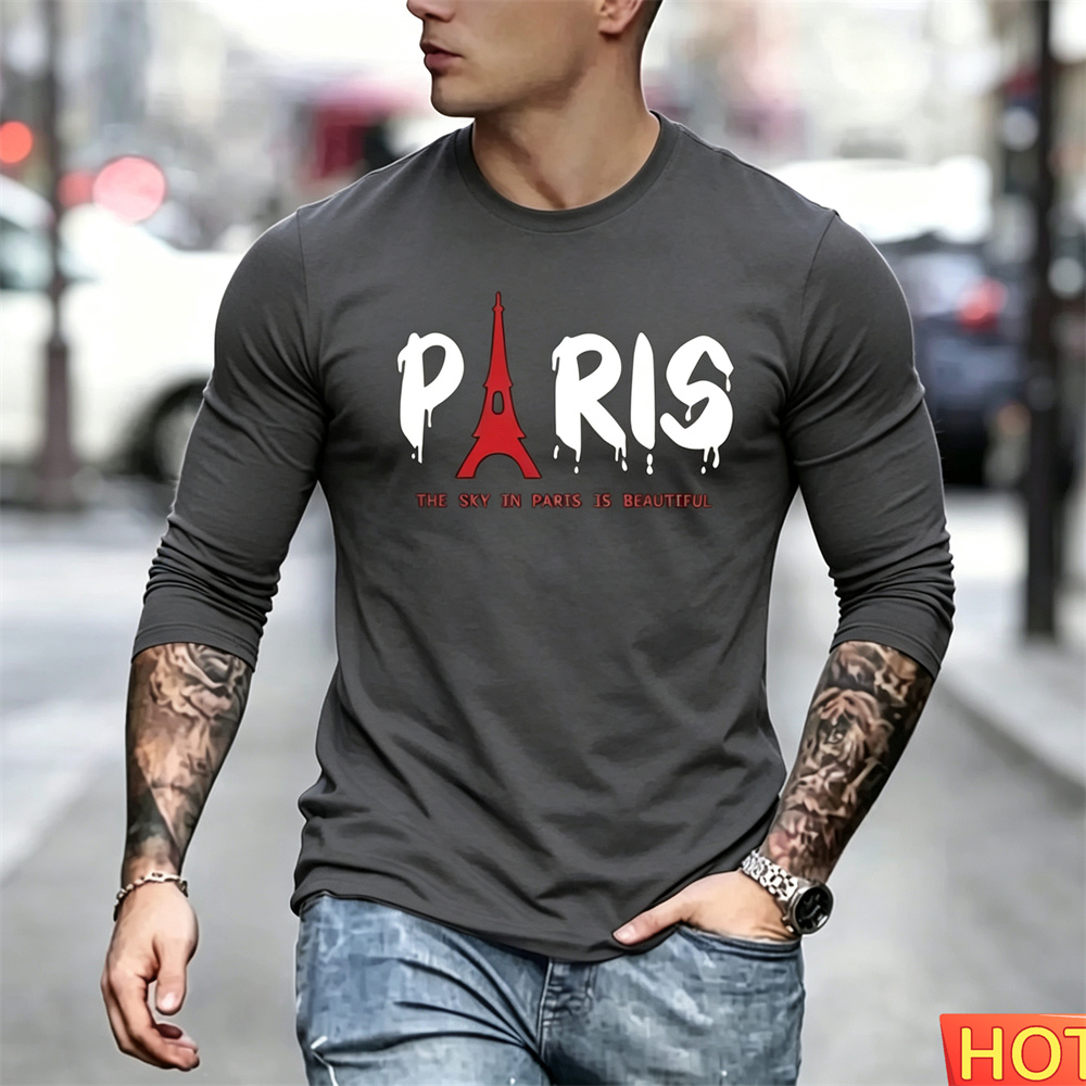 เสื้อยืดแขนยาวผู้ชายสไตล์ฤดูใบ - Paris Fashion Men บทวิจารณ์และราคา