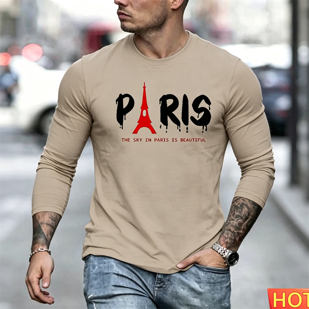เสื้อยืดแขนยาวผู้ชายสไตล์ฤดูใบ - Paris Fashion Men บทวิจารณ์และราคา