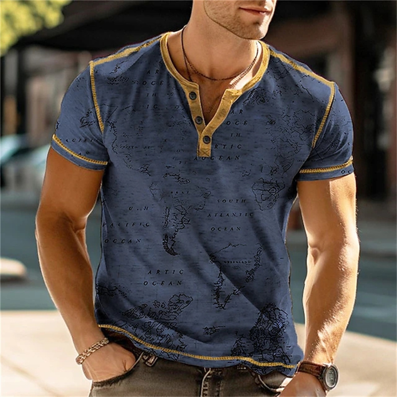 เสื้อเชิ้ตเฮนรี่ผู้ชาย ลายพิมพ - Mens Fashion Vintage บทวิจารณ์และราคา