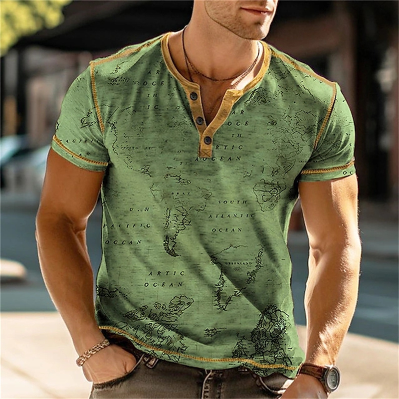 เสื้อเชิ้ตเฮนรี่ผู้ชาย ลายพิมพ - Mens Fashion Vintage บทวิจารณ์และราคา