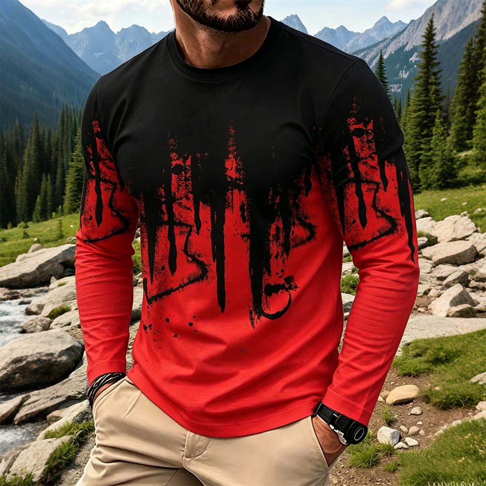 เสื้อยืดแขนยาวผู้ชายลายไล่เฉดส - Mens Fashion Vintage บทวิจารณ์และราคา